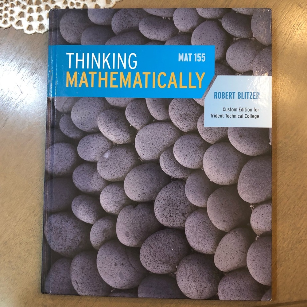 Thinking Mathematically by Robert Blitzer MAT 155 Learning College School Book